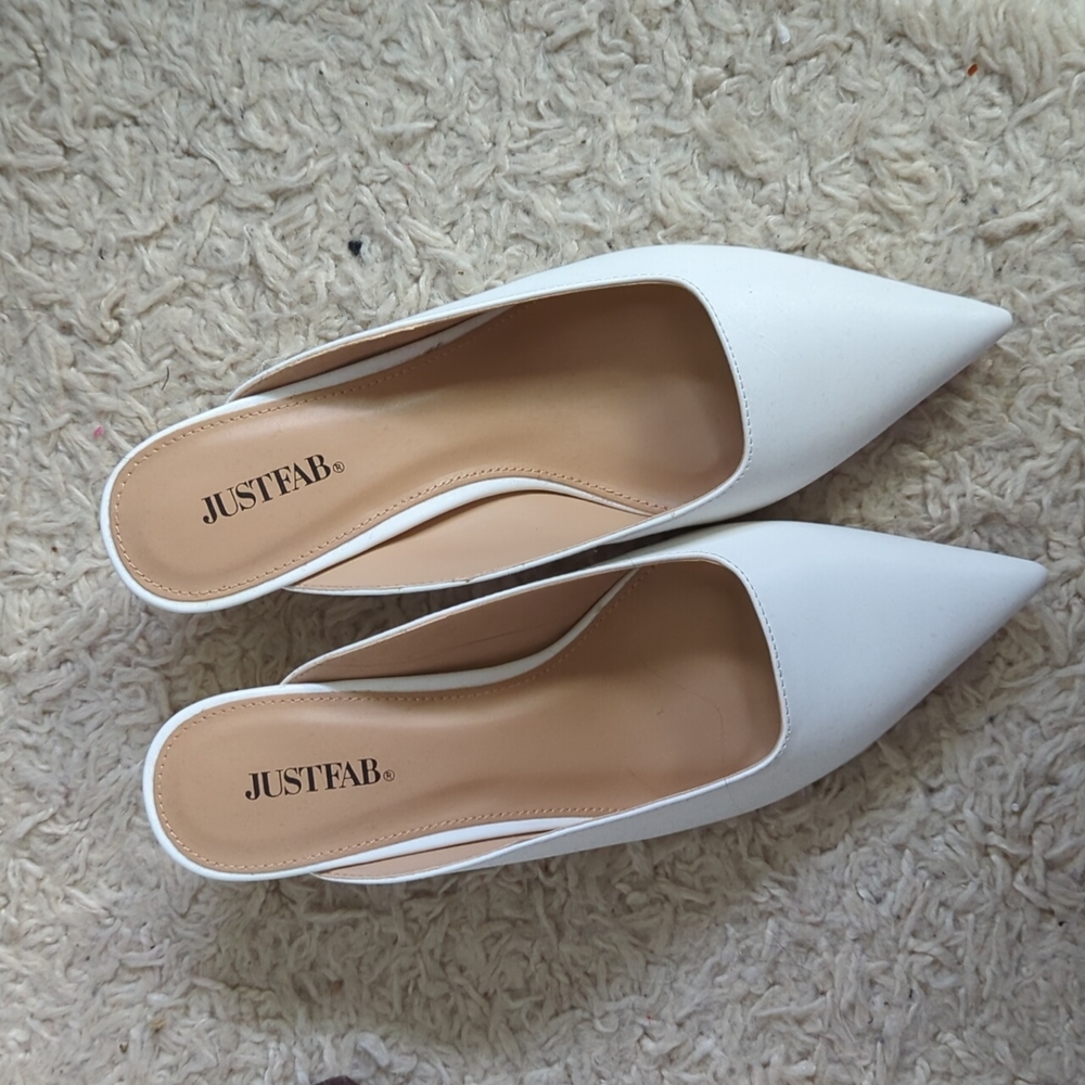 White slide on heels